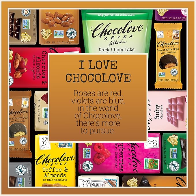 Chocolove Almonds &amp Sea Salt Dark Chocolate Bars | 55% Cocoa | Crunchy Almonds with a Salty Twist | Premium Dark Chocolate | Non-GMO &amp Gluten-Free 3.2 oz Bar (12 Pack)