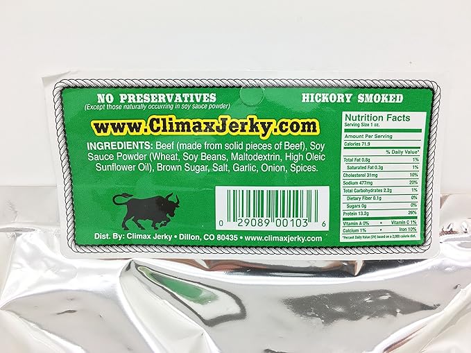 Climax Jerky BEST Premium Thin Cut 3.25 OZ. Oven Roasted Natural Style Delicious Original Beef Jerky from Colorado USA - High Protein - Low Carbs - Buy Multiple Packs and Save! (5 Pack)