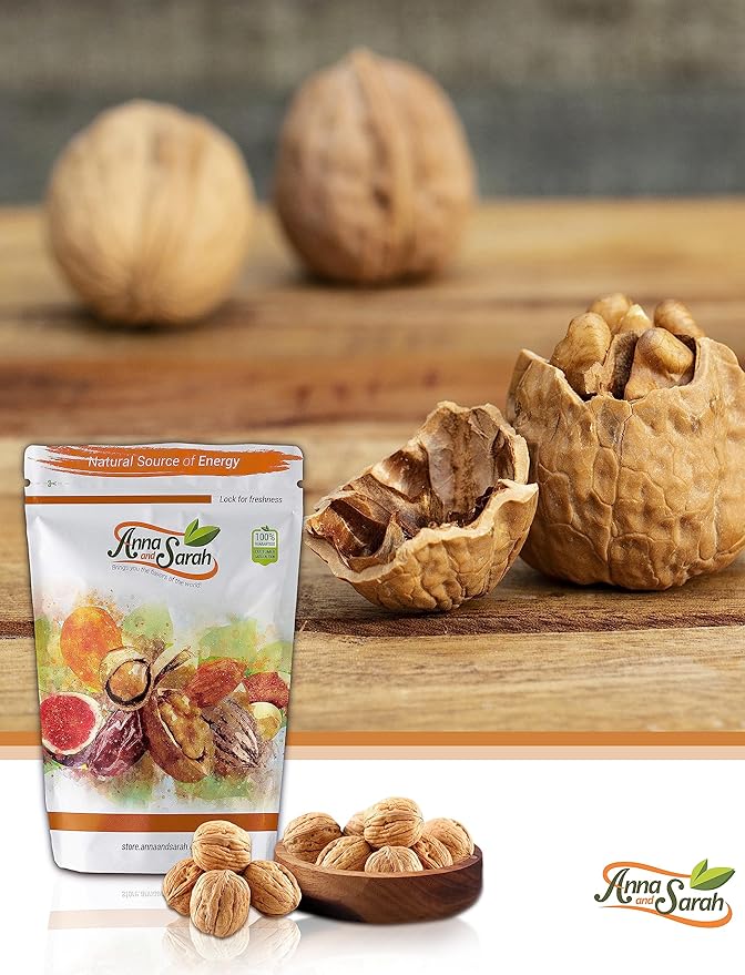 Anna and Sarah Walnuts in Shell Jumbo Fresh Buttery Taste Easy to Crack California Chandler Natural Shells Not Bleached in Box (9 Lbs)