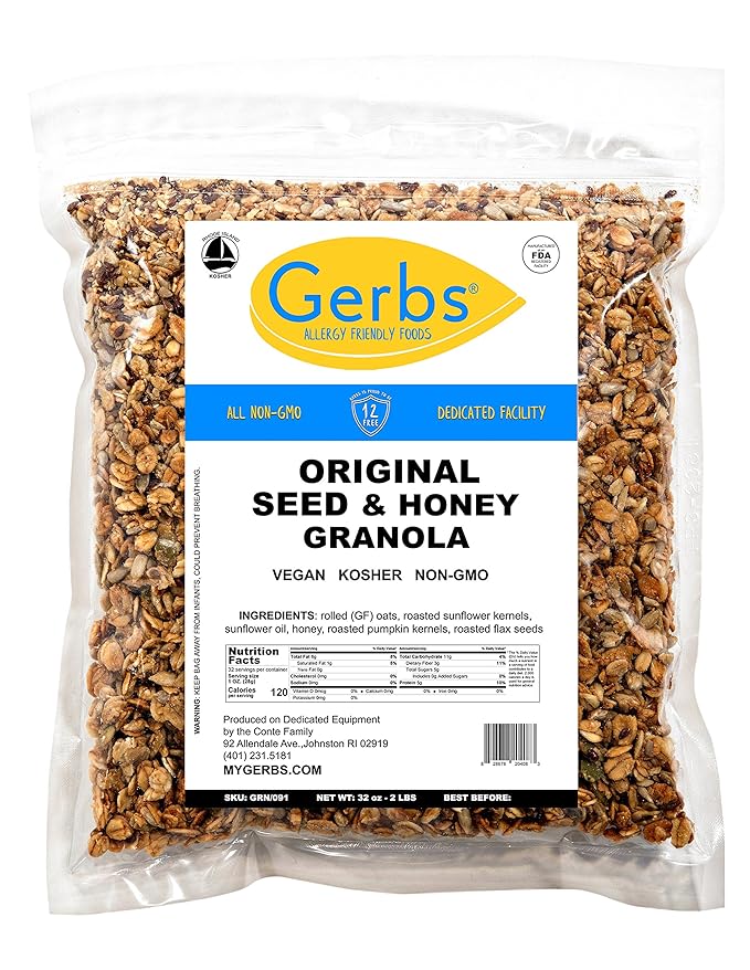 Gerbs Original Seed n' Honey Granola 2 LBS. - Top 14 Food Allergy Free &amp Non GMO - Keto Safe - Made in Rhode Island …