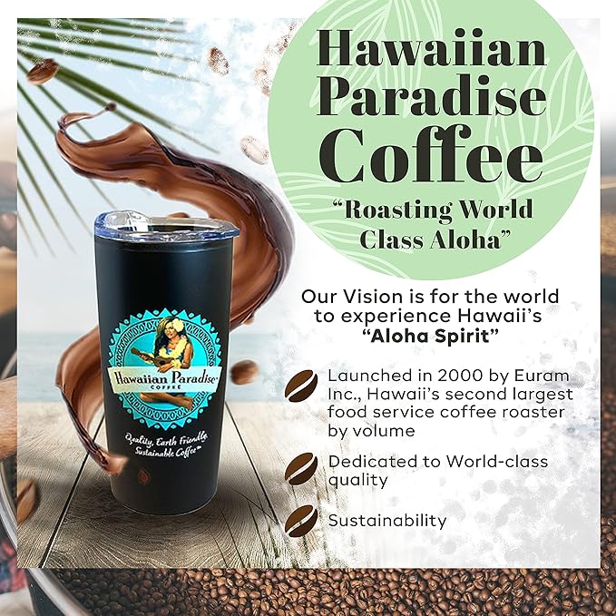 Hawaiian Paradise Coffee Café Geneva Espresso Roast Medium Dark 24oz. Whole Bean – 100% Arabica Beans