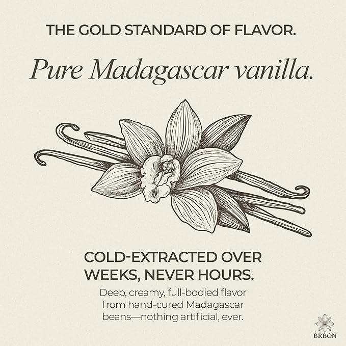 BRBON 8oz Pure Vanilla Extract | Made from Premium Madagascar Bourbon Vanilla Beans | Pure Extract Perfect for Baking Cooking &amp Desserts | Non-GMO Gluten-Free Vegan &amp Kosher | 8oz. Bottle