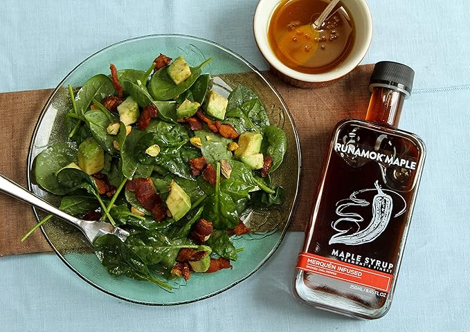 Runamok Maple Hot + Spicy Infused Maple Syrup - Authentic &amp Real Vermont Maple Syrup | Smoked Chili Pepper Infused | Great Spice For Any Meal Vinaigrettes Chicken &amp Waffles | 8.45 Fl Oz (250