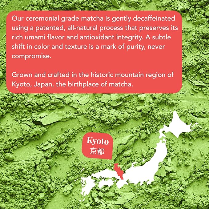 Caff Off Decaf Apple Matcha Green Tea Powder From Japan – 1.06 oz / 30 g – Ceremonial Grade &amp Sugar-Free – No Fillers or Milk Powders – Naturally Decaffeinated Without Chemicals – Tested for Heavy