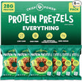 CRISP POWER Protein Pretzels Everything 28G Protein High Protein Snack High Fiber Low Carb Crunchy Pretzel Snacks No Added Sugar 1.75 oz Bags 6 Pack Vegan Keto