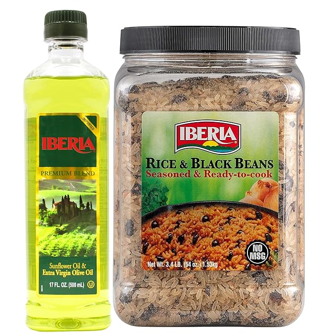 Iberia Extra Virgin Olive Oil &amp Sunflower Oil 17 Fl Oz + Iberia Rice &amp Black Beans 3.4 Lb