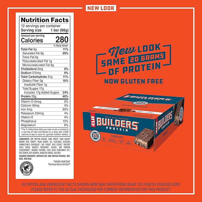CLIF BUILDERS - Protein Bars - Chocolate - 12 Count + CLIF Builders - Protein Bars - Vanilla - 12 Count