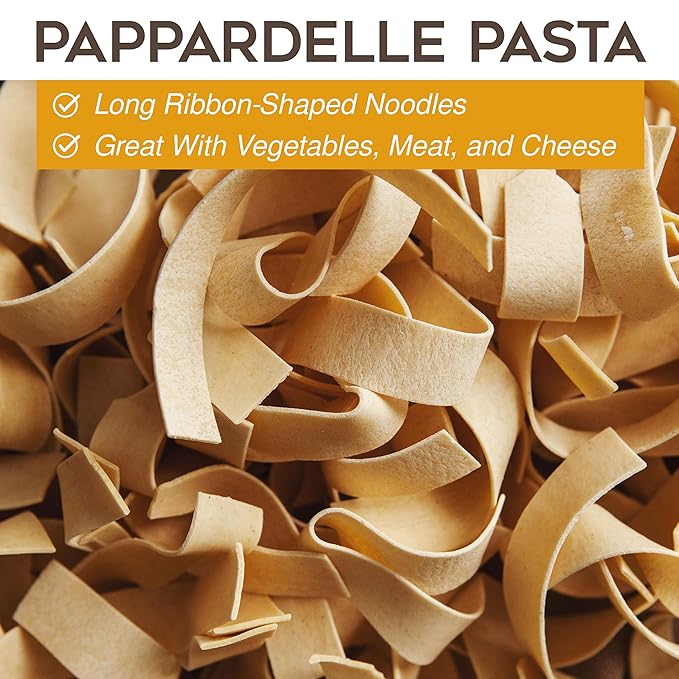 Morelli Organic Pappardelle Pasta Noodles - Imported Pasta from Italy Wide Pappardelle Noodles Gourmet Italian Durum Wheat Semolina With Wheat Germ - 17.6 oz (500 g) - Pack of 2