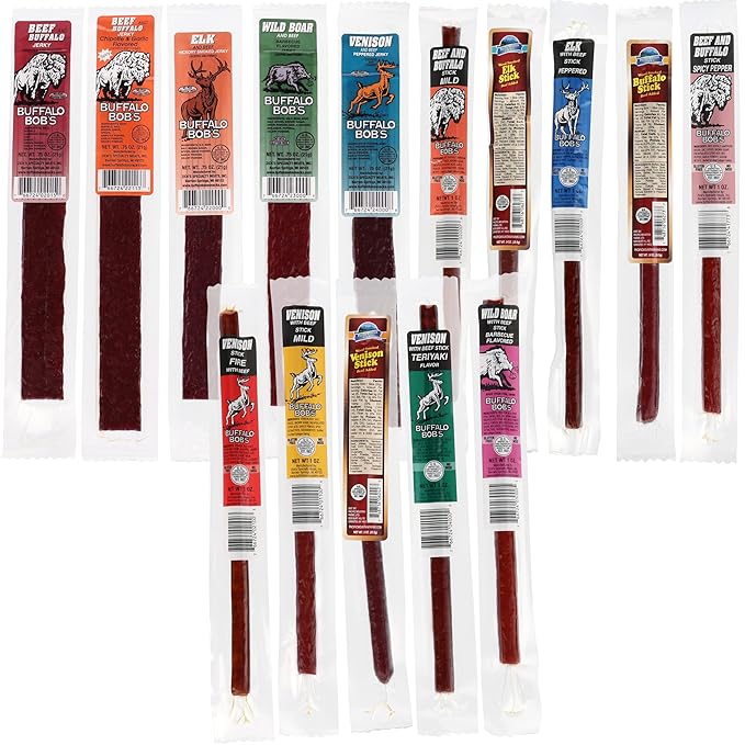 Jerky Dynasty Big Game 15-Piece Jerky Variety Pack - Assorted Meat Snack Box with Beef Jerky Buffalo Elk Wild Boar &amp More - Unique Present for Men or for Snack