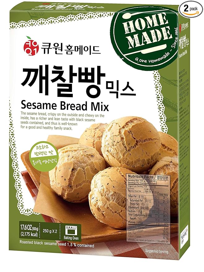 Q.one Sesame Bread Mix 2 Pack 큐원 홈메이드 깨찰빵 믹스 호떡 믹스