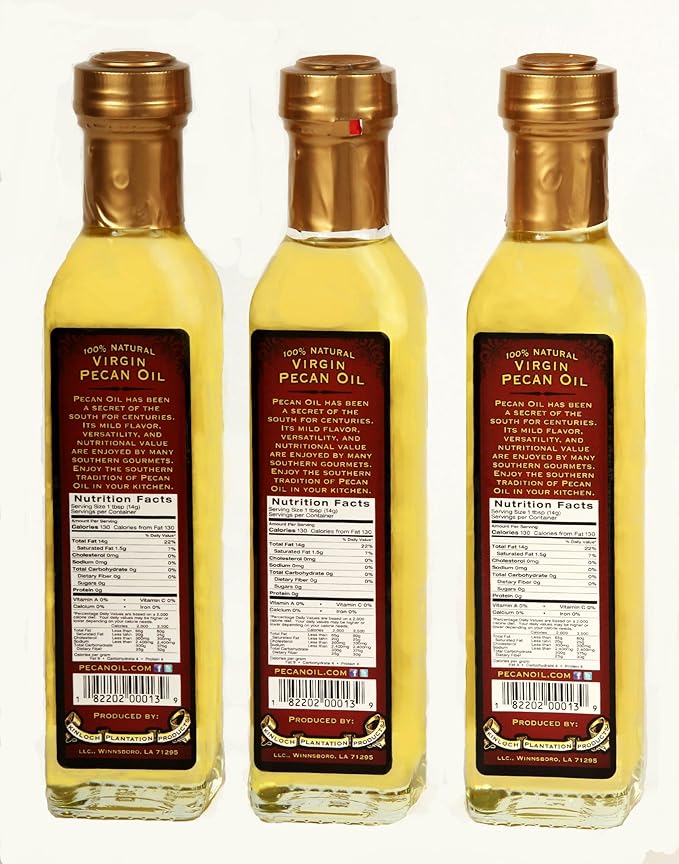 Kinloch Plantation Products Pecan Oil Three (3) 250 ML Bottles