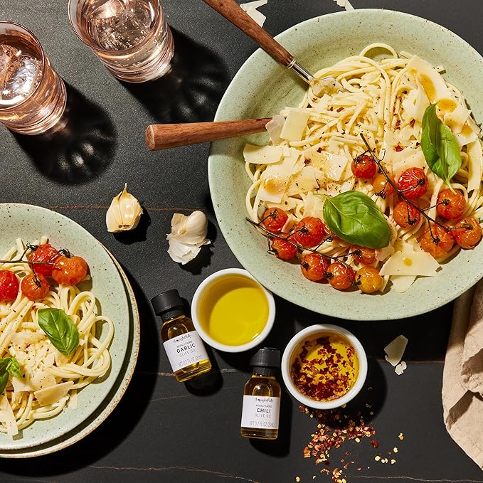 Thoughtfully Gourmet Olive Oil Sampler Gift Set Includes Uniquely Flavored Extra Virgin Cold Pressed Spanish Olive Oil Flavors Include Garlic Chili Chipotle and More Pack of 18