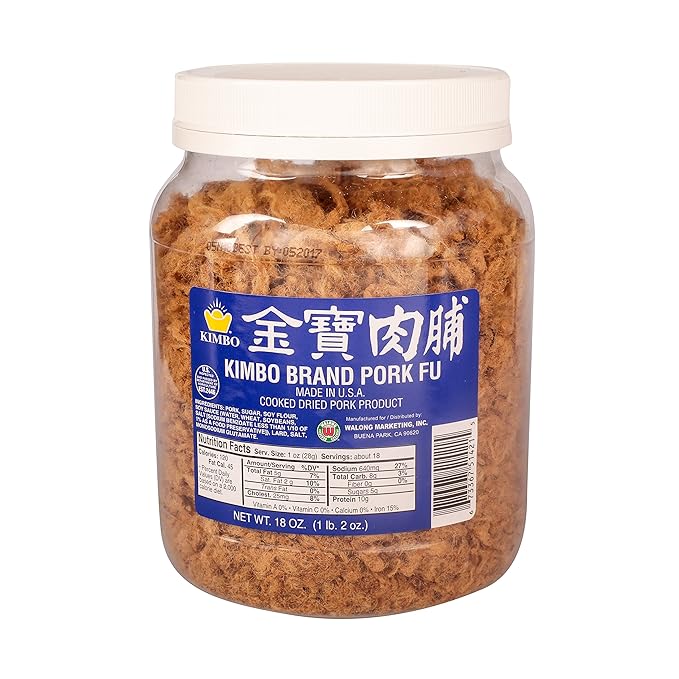 cooked dried pork (猪肉松) kimbo brand pork fu 18 oz (1 lb 2 oz) made in usa