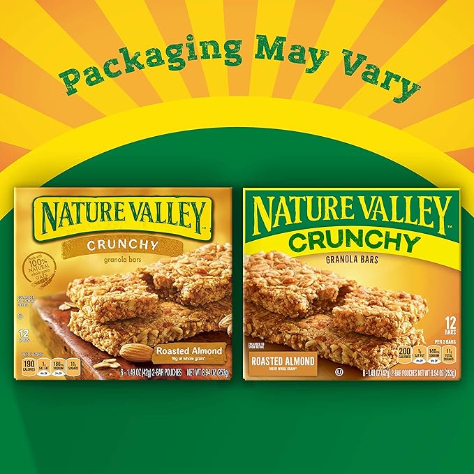 Nature Valley Crunchy Granola Bars Roasted Almond 1.49 oz 6 ct 12 bars (Pack of 12)
