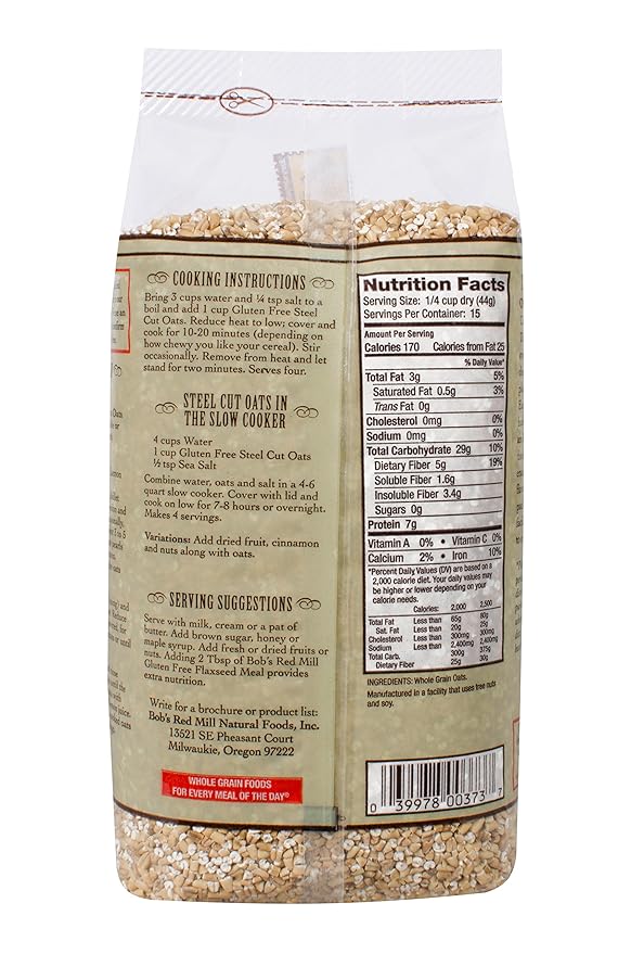 Bob's Red Mill Gluten Free Steel Cut Oats 24 Oz (4 Pack)