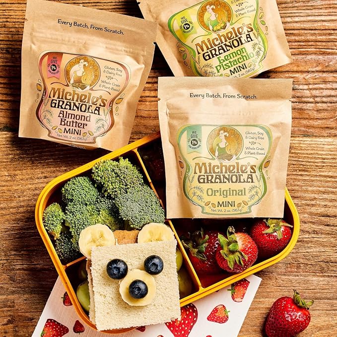 Michele's Granola Minis Variety Snack Pack Handmade Whole Grain Vegan Gluten-Free &amp Non-GMO 2oz Bags Pack of 4