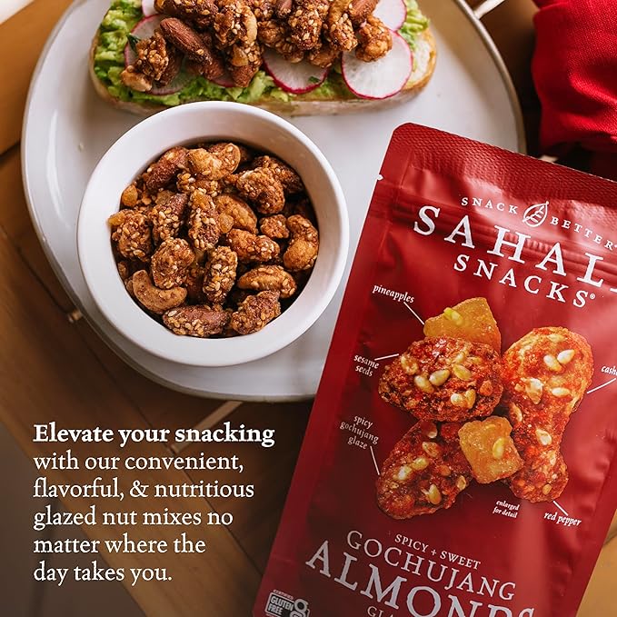 Sahale Snacks Gochujang Almonds Glazed Mix Kosher Gluten Free 4 Ounce (Pack of 6)
