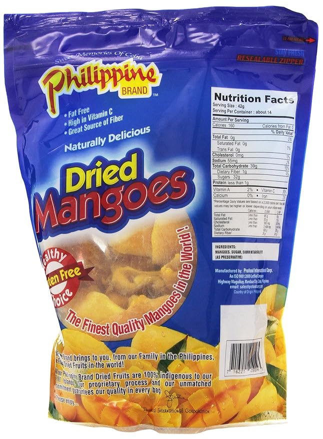 Philippine Brand Dried Mango 20-Ounce Pouches (Pack of 2)