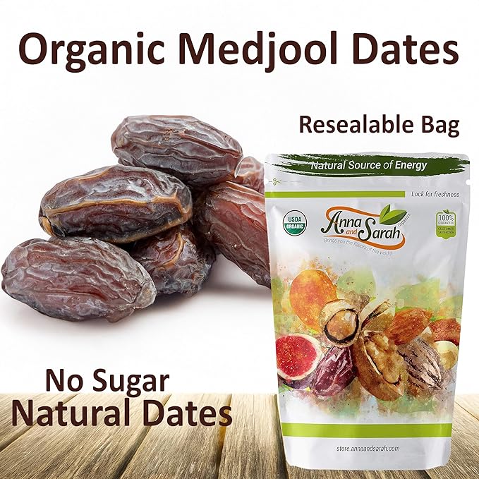 Anna and Sarah Organic Medjool Dates 5 Pound Bag No Sugar Added Natural Dried Dates in Resealable Bag 5 Lbs
