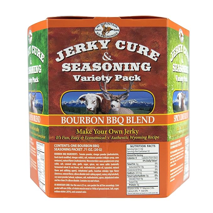 Hi Mountain Jerky Seasoning and Cure Kit | VARIETY PACK #3 | 5 Delicious Flavors: Original Hunters Blend Bourbon BBQ Jalapeno Spicy Lime | Make Beef Jerky at Home | Beef Deer Elk &amp Venison