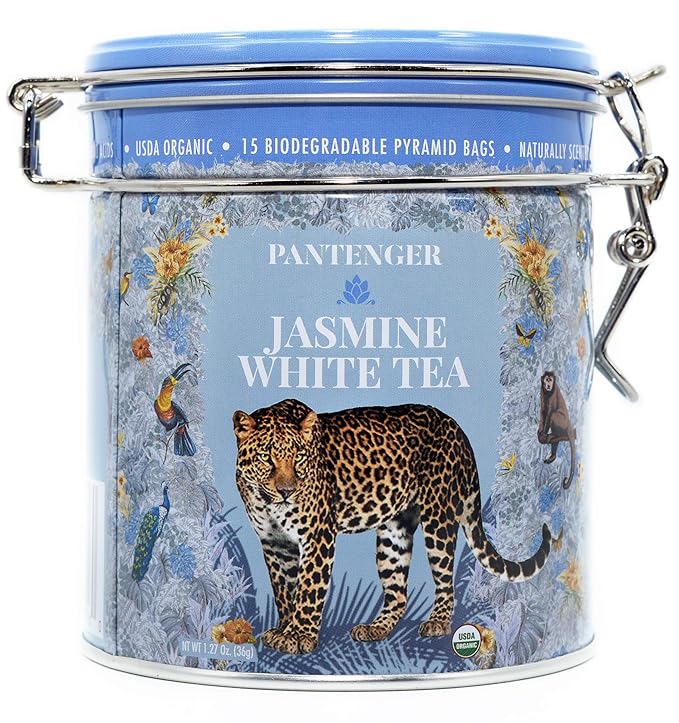 White Jasmine Dragon Pearl Tea |15 Pyramid Bags - USDA Organic | White Tea Jasmine Scented Rolled Into Pearl | By Pantenger