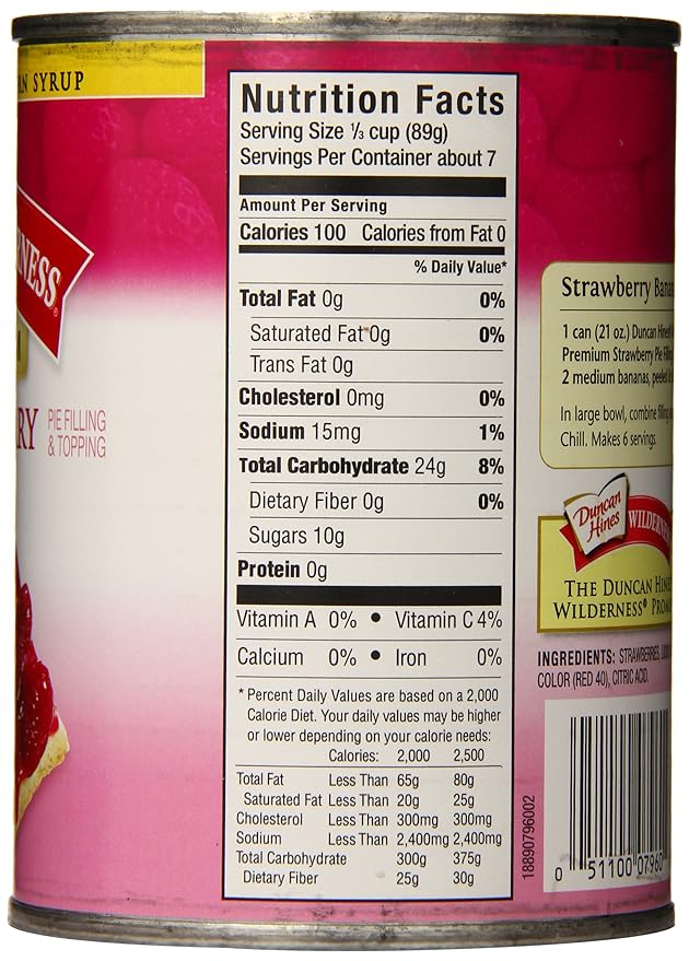 Duncan Hines Wilderness More Fruit Strawberry Pie Filling and Topping 21 oz. (Pack of 8)