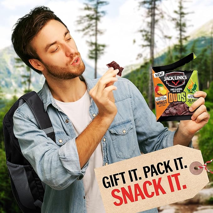 Jack Link’s DUOs Gift Box – Includes Beef Jerky Chicken &amp Tender Bites &amp Sticks Great Protein Gifts for Dad Men or Meat Lovers Ideal for Holidays &amp More – 11-Piece Beast Snack Variety