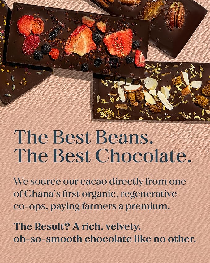 Spring &amp Mulberry Dark Chocolate Bars – Healthy Dark Chocolate Date-Sweetened - Mixed Berry 6 Pack