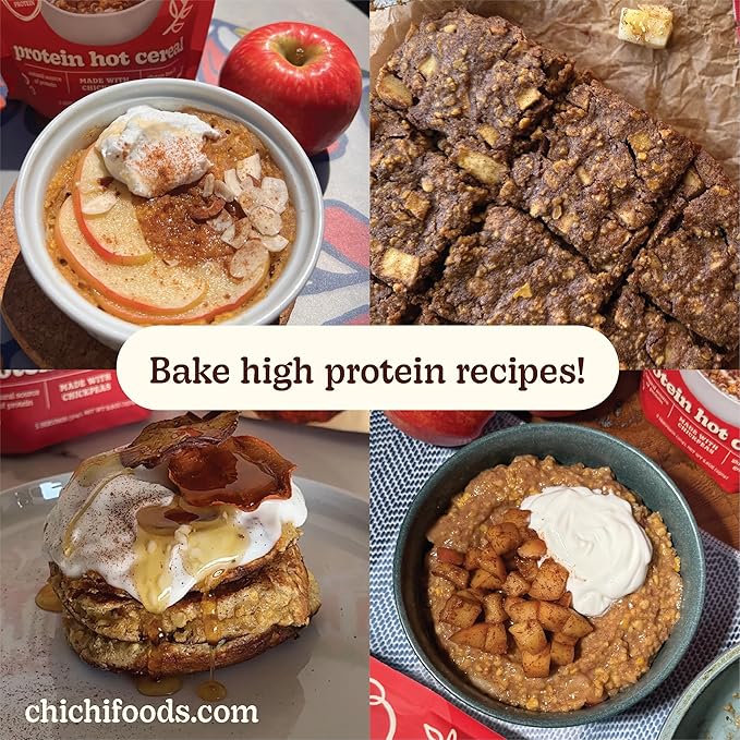 ChiChi – Protein Hot Cereal | Apple Cinnamon (8.8 oz x 4 pouches 20 servings) —Made with Chickpeas Protein-packed (10g) High Fiber Made with Simple Ingredients Grain Free Gluten Free Vegan
