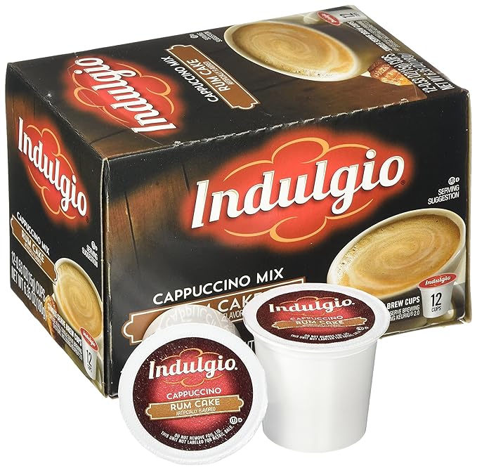 Indulgio Cappuccino for K-Cup Brewers Rum Cake 12 Count (Pack of 6)