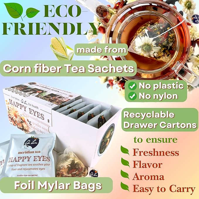 2 Pack of Dr. Lu’s Happy Eyes Tea | 100% Natural Eyebright Tea for Liver Cleanse | Liver Detox tea for Eye Health Made in US