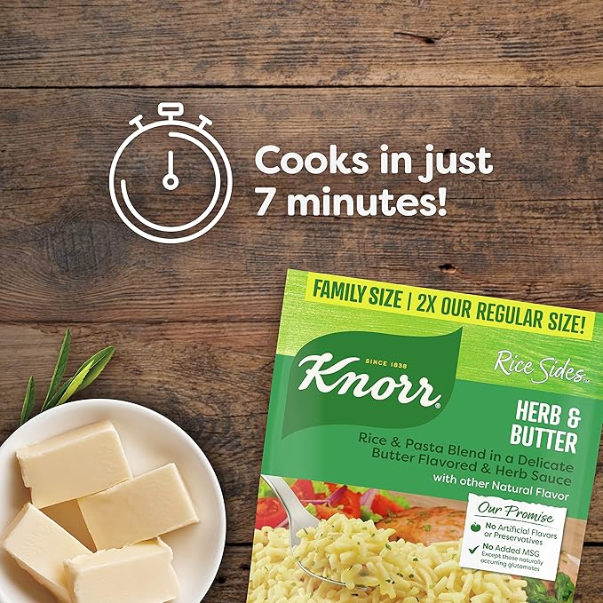 Knorr Rice Side Dish For a Tasty Herb and Butter Family Pack Rice with No Artificial Flavors or Preservatives 8.8 Oz Pack of 7