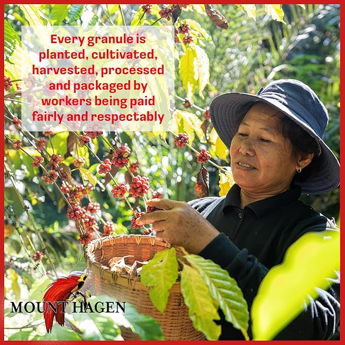 Mount Hagen 7.05oz Organic Freeze Dried Instant Decaf Coffee - 5 Pack | Organic Medium Roast Arabica Beans | Fair-Trade Eco-friendly in Resealable Pouch Bag [5x7.05oz]