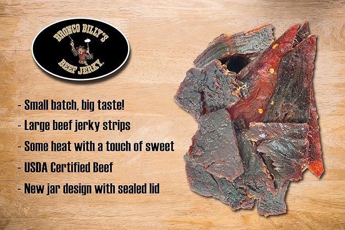 Bronco Billy's Beef Jerky Sweet Heat Half Pound Jar - 8oz - New Jar Design