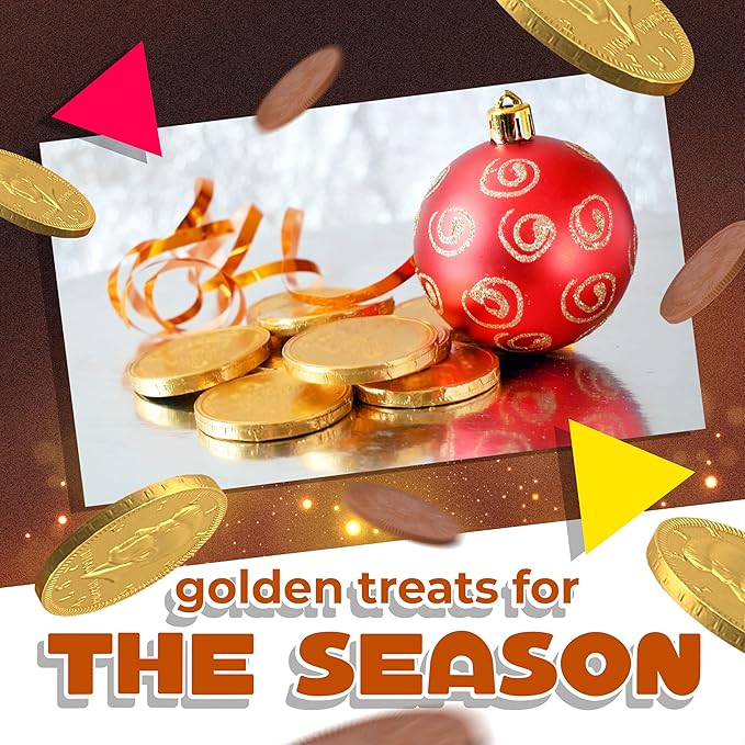 Chocolate Coins | 1 Pound Bag | Belgian Chocolate | Gold Chocolate Coins | Individually Wrapped Candy | Gold Candy for Party Favors Goodie Bags &amp Festive Celebrations