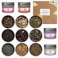 Heavenly Tea Leaves Organic Assorted 9 Loose Leaf Tea Gift Box (Approx. 90 Cups of Tea) - Sampler Set of 9 Teas &amp Herbal Tisanes Great Hot or Iced High to No Caffeine