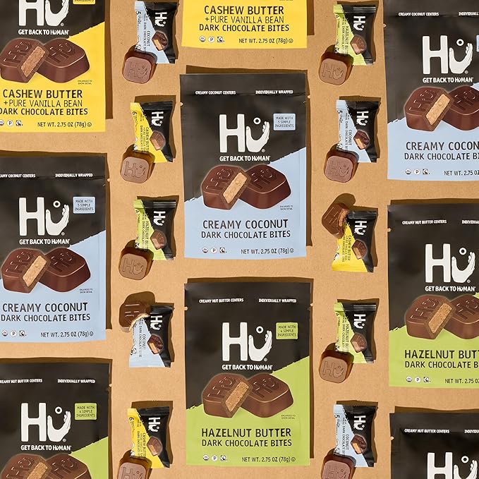 Hu Hazelnut Butter Dark Chocolate Bites | 6 Pack | Natural Organic Vegan Gluten Free Paleo Non GMO Fair Trade Dark Chocolate