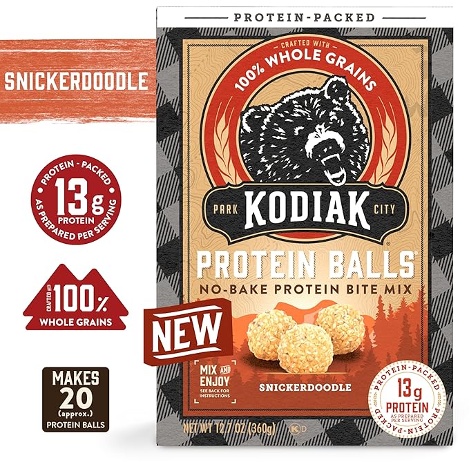 Kodiak Cakes Oatmeal Protein Ball Mix Snickerdoodle High Protein 100% Whole Grains (Pack of 6)