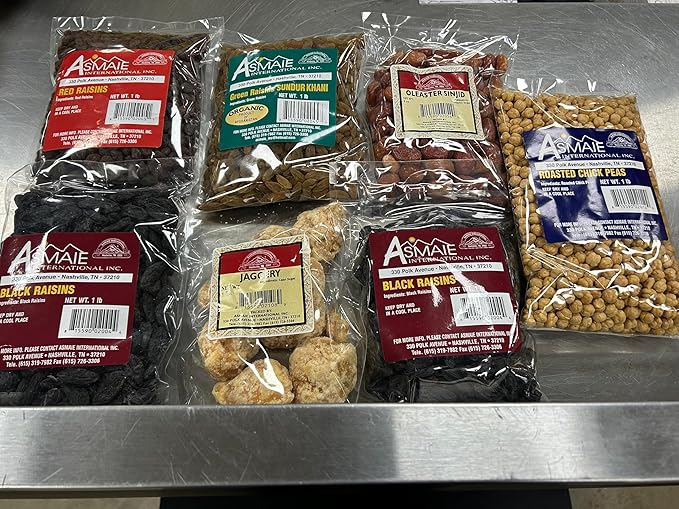 Mixed Dry Fruit &amp Snack Variety Pack 7 Bags Black Raisins Green Raisins Sundur Khani Oleaster Senjed Roasted Chickpeas Jaggery 1 lb Each Bulk 7 lb Bundle