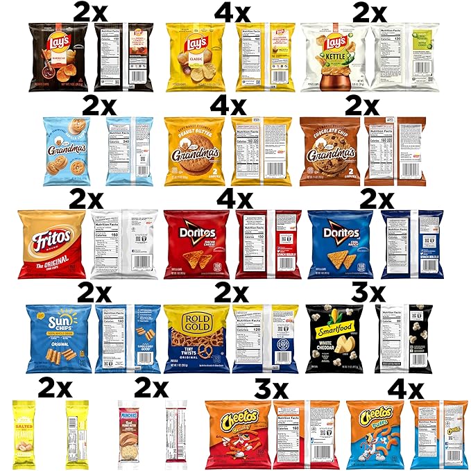 Frito-Lay Ultimate Classic Snacks Package Variety Assortment of Chips Cookies Crackers &amp Nuts 0.56 ounces (Pack of 40) (Packaging May Vary)