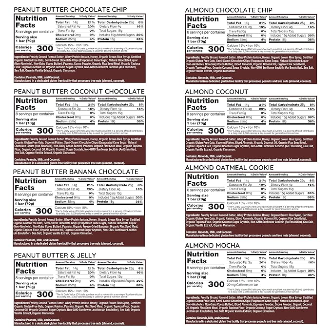G2G Protein Bar 8 Flavor Variety Pack High Protein Gluten-Free Healthy Snack Delicious Meal Replacement Clean Ingredients Refrigerated for Freshness (Pack of 8)