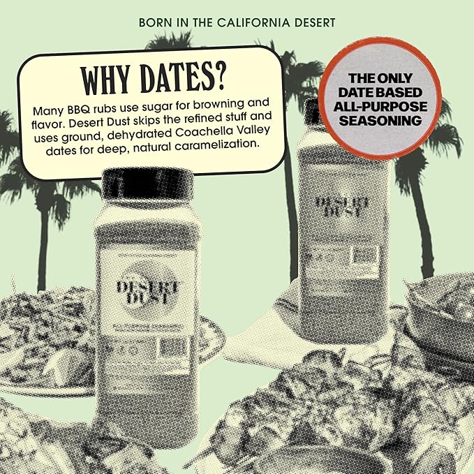 Desert Dust Savory Seasoning – Organic Date Sugar Gourmet Blend | Smoky Sweet &amp Low-Glycemic | All-Purpose Rub for Chicken Fish Veggies &amp More | Gluten-Free No MSG No Brown Sugar (24oz)