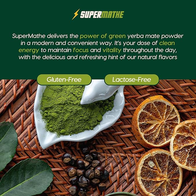 SuperMathe Yerba Mate Powder Mix – Zero Calorie Natural Energy Drink – 2-Pack Original Green Mate + 2-Pack Tangerine Flavor (28 Single-Serve Sticks)