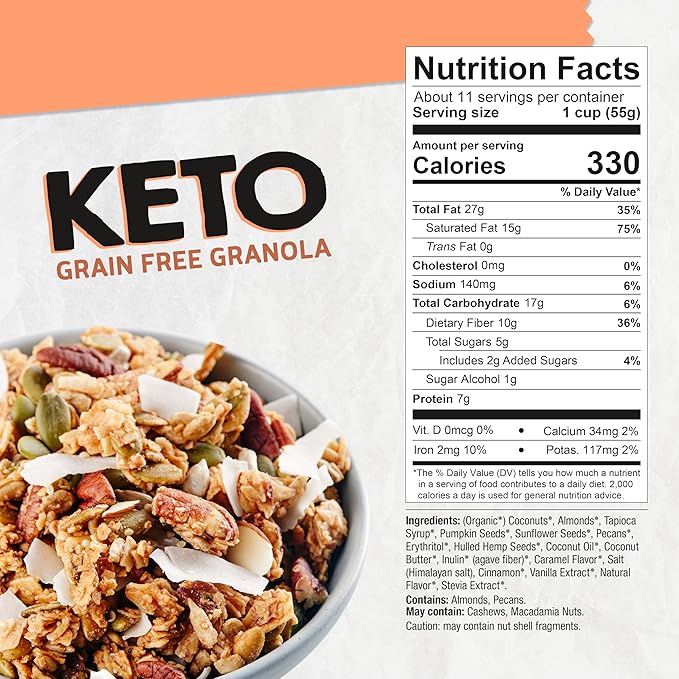 InnoFoods Grain Free Granola Keto &amp Low Carb 3 Pack 22 oz Each