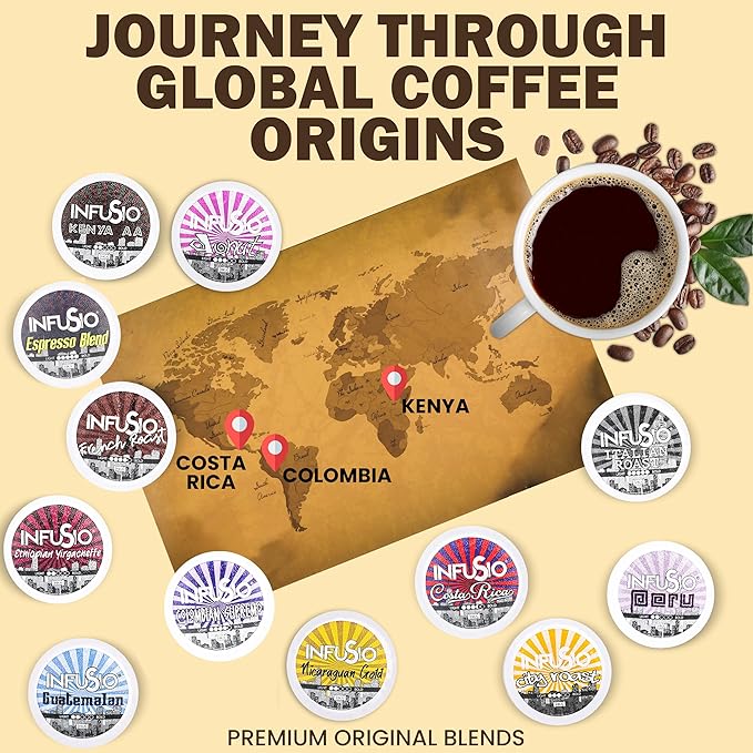 96 Count - French Roast Single serve Coffee pods for Keurig K Cup® Brewers - InfuSio Premium Roasted Coffee (French Roast 96 count Compatible with 2.0)……