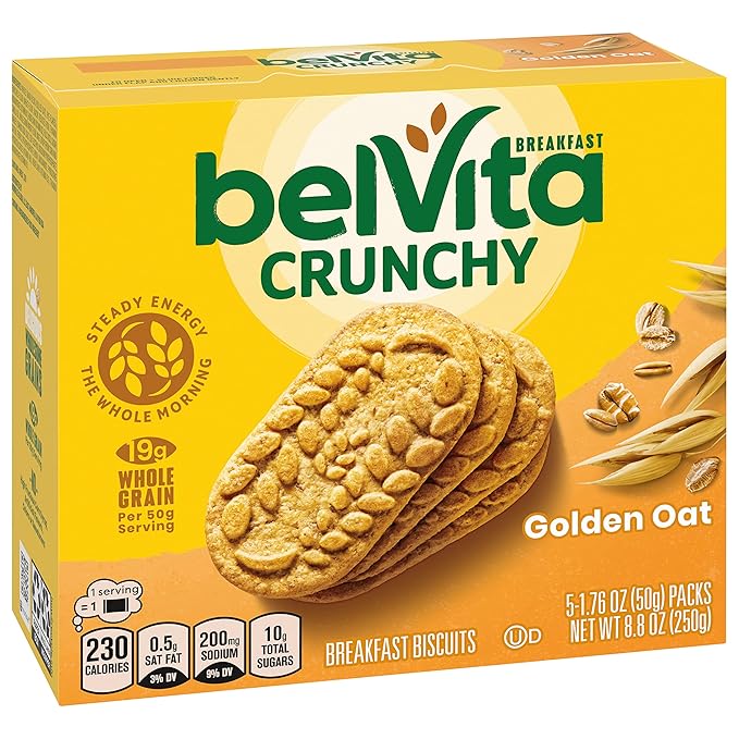 belVita Breakfast Bars Biscuits Golden Oat 30 Total Packs 6 Boxes (4 Biscuits Per Pack)