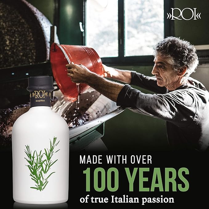 ROI Rosemary Infused Olive Oil - 100% Natural Italian Gourmet Extra Virgin Olive Oil - Cold Pressed with Real Rosemary 8.45 fl oz / 250 ml