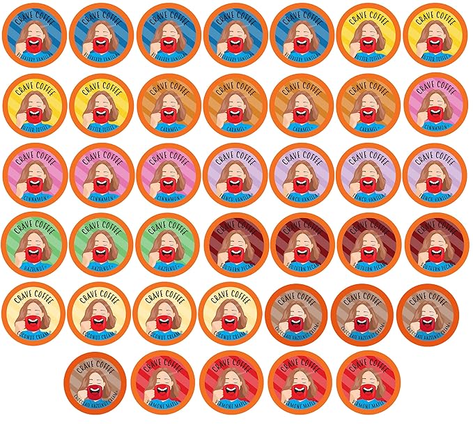 Crave Beverages Flavored Coffee Pods Sampler Compatible with 2.0 K-Cup Brewers Assorted Variety Pack 40 Count (Pack of 1)
