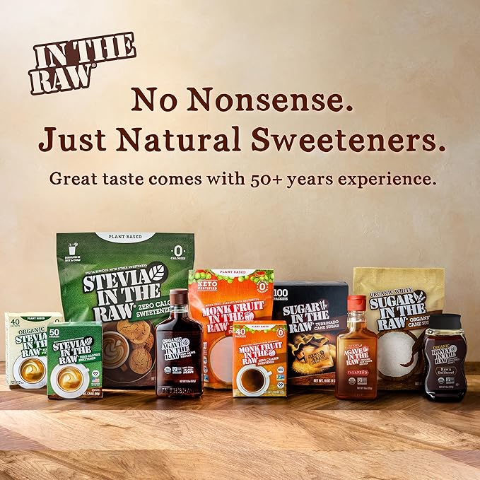 In the Raw Sugar and Stevia Sweetener Bundle – 200 Turbinado Packets + 200 Stevia Packets (2 Piece Set)
