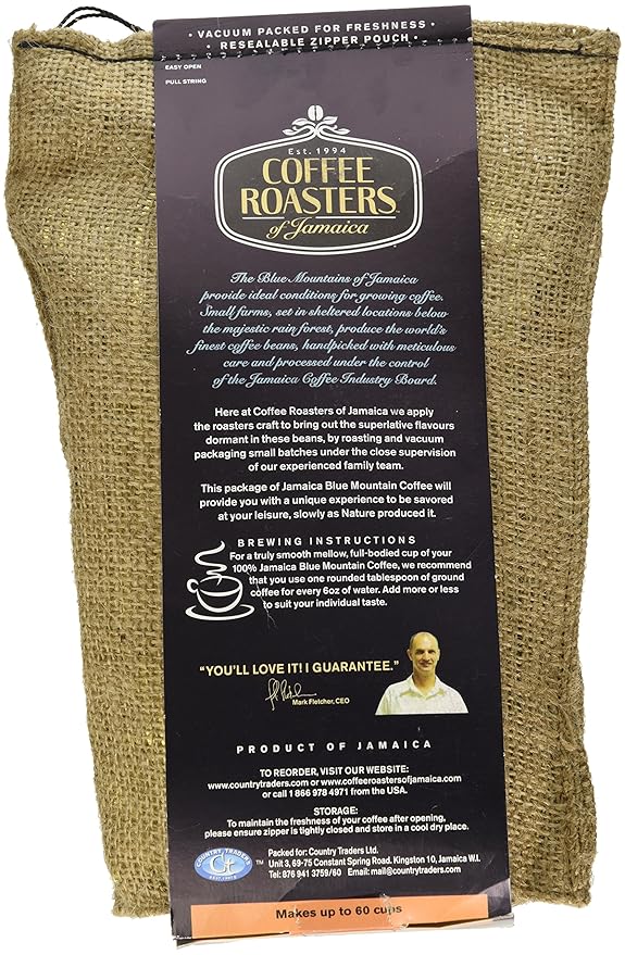Coffee Roasters of Jamaica - 100% Jamaica Blue Mountain Coffee (16oz Whole Beans)